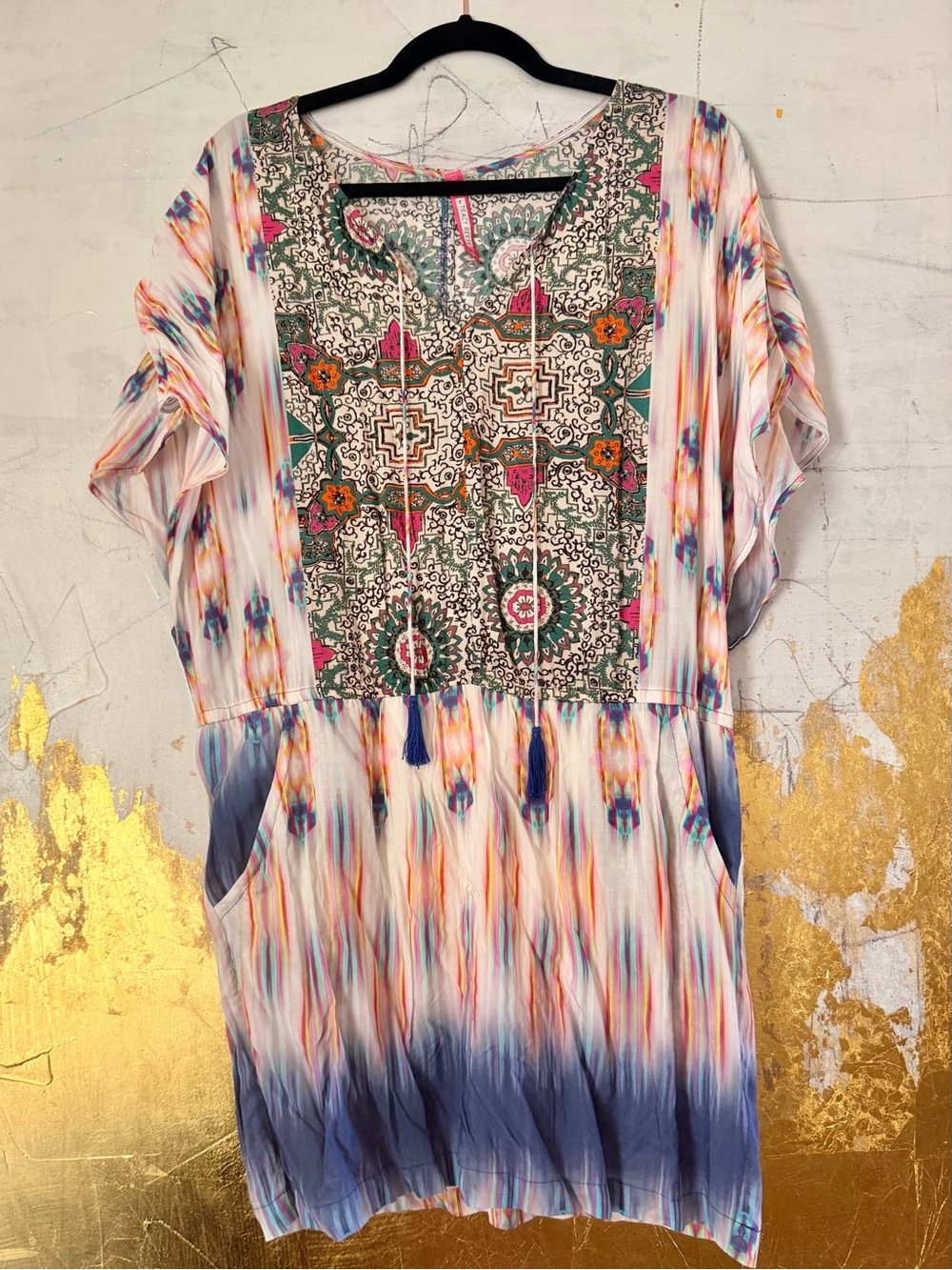 Tracy Reese Cotton Boho Tunic Mini Dress SZ M